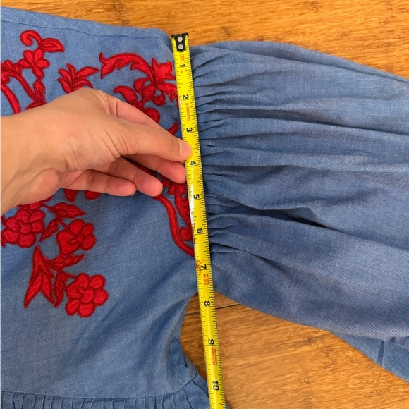 Anthropologie Hemant & Nandita Women's Lianna Embroidered Blouse Blue Large - Picture 12 of 13